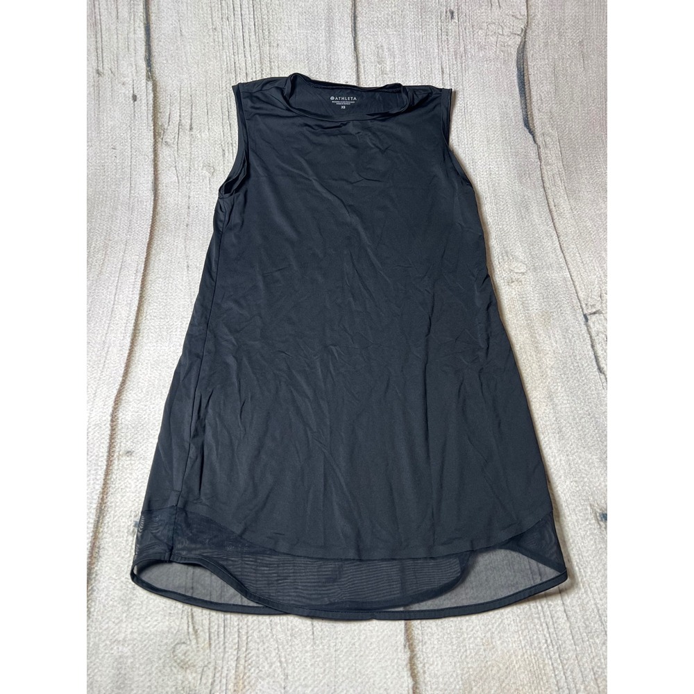 Athleta dress Womens XS Black Mesh Trim High Low Athletic Minimalist